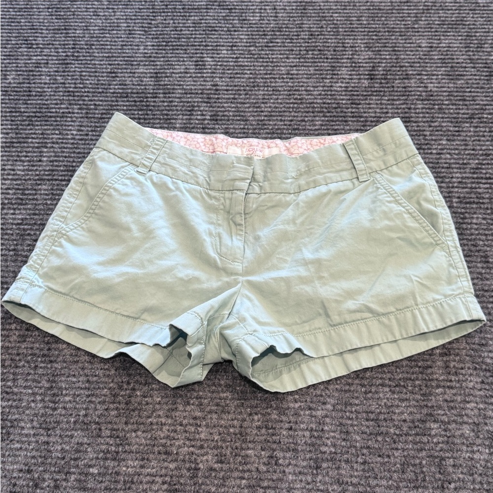 Women's J.Crew Mint Green Broken In Casual Cotton Chino Shorts size 2